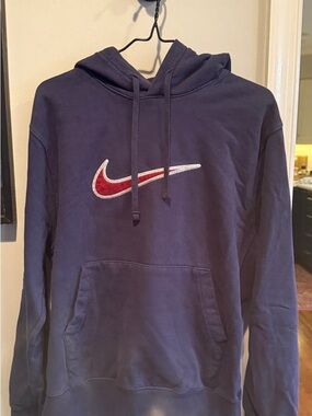 Nike Navy Pullover Hoodie with Burgundy Swoosh
